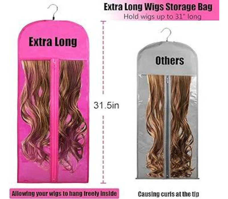 Hair Extension storage bag extra long with hanger 12 pack 